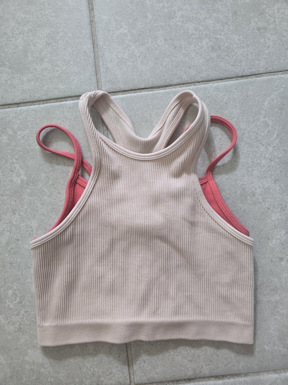FP Movement by Free People Ribbed Crop Tank with Pink Strappy Bralette